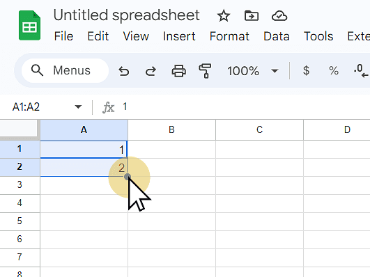 Click and drag the Fill Handle