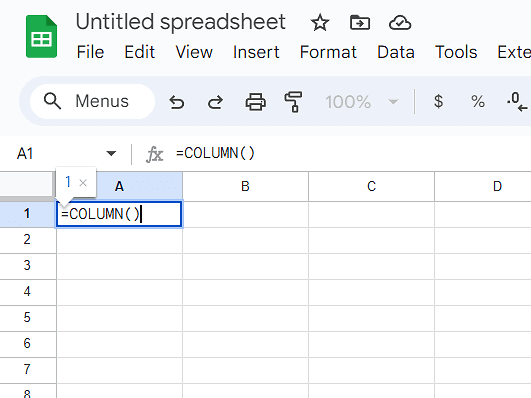 Enter the COLUMN function