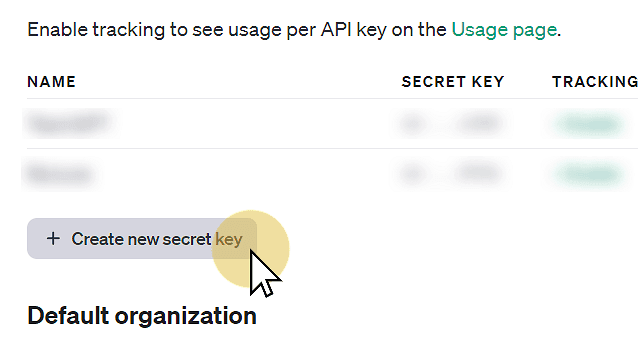 Create new secret key