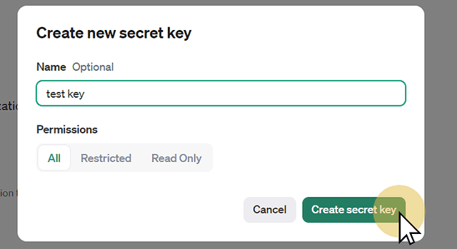 Create secret key