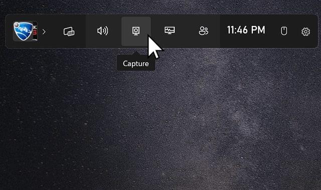 Open up the Game Bar menu and click Capture